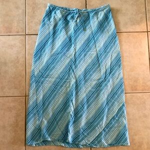 Lane Bryant Blue Biased Striped Maxi Skirt